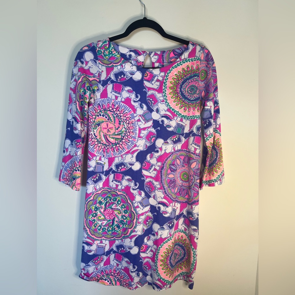 Lilly Pulitzer Bay Dress in “Play that Trunky Music” Size XS Pink/Purple